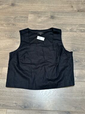Banana Republic Black Square Linen Tank NWT